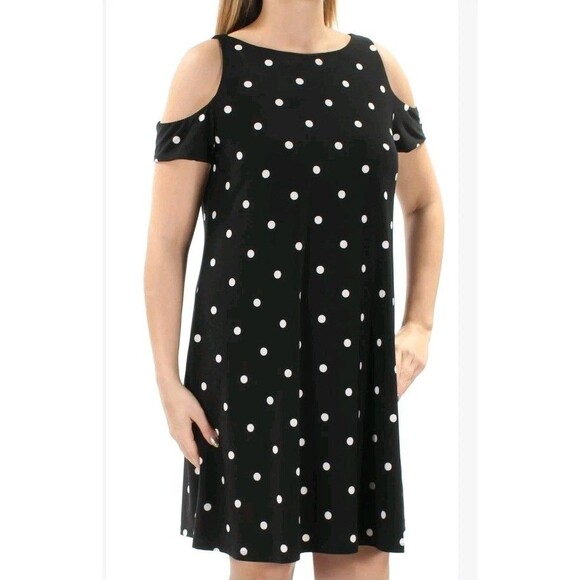 Ralph Lauren Dresses & Skirts - Lauren by Ralph Lauren Women's Polka-Dot Trapeze Jersey Dress Casual  Size 12.